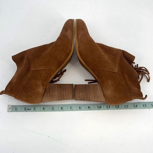 Crown Vintage Womens Suede Randi Fringe Heeled Ankle Boots Camel Size 9M NWOT - Picture 7 of 11